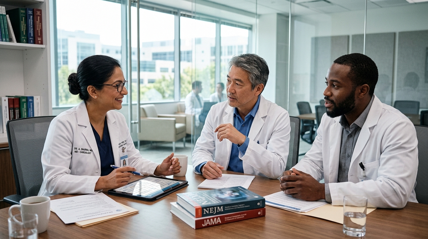 Diverse team of physicians in a conference room
